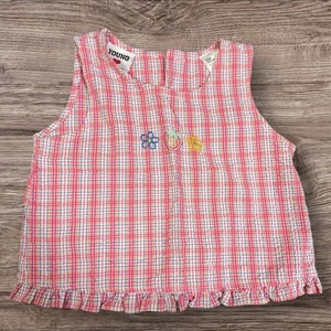 Vintage 90s Young Hearts girls Embroiderd Plaid cotton dress size 4T - Picture 1 of 3