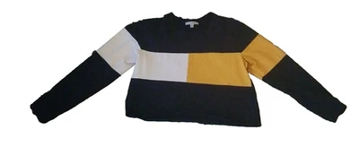 Sudadera Gaze Recortada Manga Larga Blanco Azul Amarillo Rayas Para Mujer Talla L Foto 1 de 4