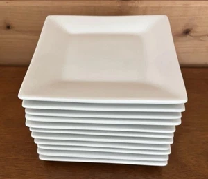 Plates Set of 11 Crate & Barrel Square 6X6” Flared White Appetizer Dessert Dish - Picture 1 of 8
