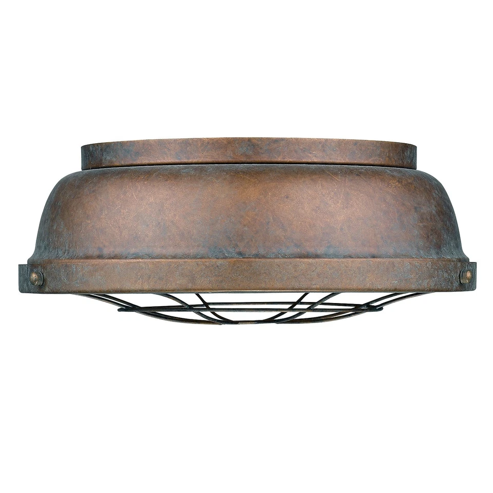 2 Light Flush Mount - Copper Patina Finish Golden Lighting Bartlett