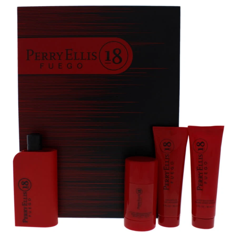 Perry Ellis 18 Fuego por Perry Ellis para Hombres - Juego de Regalo de 4 Piezas 3.4oz EDT Spray, 3oz Foto 1 de 1