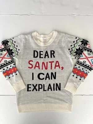 Suéter Niña No Baundaries Dear Santa I Can Explain M (7-9) Blanco Navidad Nieve Foto 1 de 4