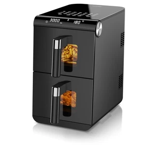 Arendo Heißluftfritteuse Doppelstock 1700W 5,7L + 5,7L 50 bis 200°C Schwarz - Bild 1 von 8