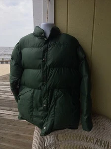 Woolrich Goose Down Puffer Jacket Mens XL Green Full Zip Mock Neck Camping CM10 - Picture 1 of 14