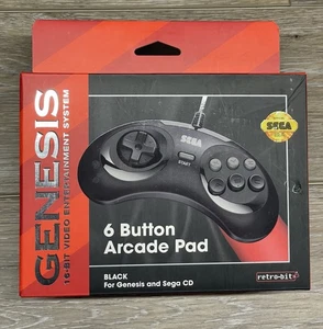 Retro-Bit Official Controller 6 Button Arcade Pad For Sega Genesis Original NEW - Picture 1 of 6
