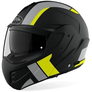 Casco modulare reversibile moto Airoh Mathisse Explorer nero giallo opaco - Foto 1 di 2