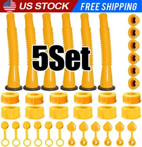 5X Replacement Gas Can Spout Nozzle Vent Kit for Plastic Gas Cans Old Style Cap - Picture 1 of 12