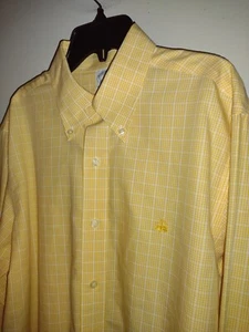 Brooks Brothers Button Down Shirt L/S Yellow Plaid Slim Fit Men’s Size L - Picture 1 of 4