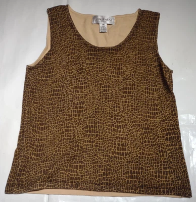 Jones New York 运动女式背心 M 码棕色动物印花无袖 — 第 1/3 张图片