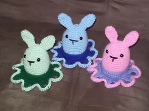 Crochet 5 1/2 in Bunny Eggs and Cozy's animal toy handmade - Picture 1 of 2