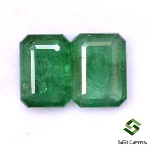 1.96 Cts Certified Natural Emerald Octagon Cut Pair 7x5 mm Untreated Gemstone - Picture 1 of 6