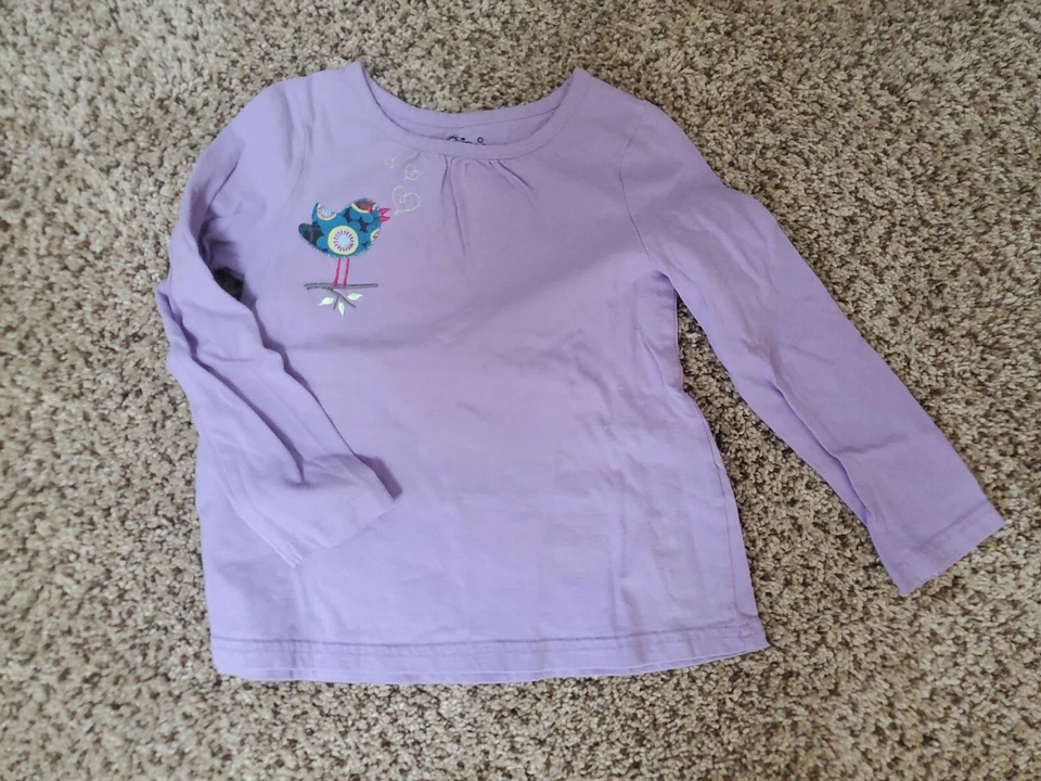 Girl's 4t purple long sleeve top bird - Image 1 of 1
