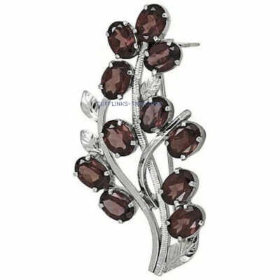 Gemas de cuarzo ahumado natural con broches de plata de ley 925 joyería #7990 Foto 1 de 3