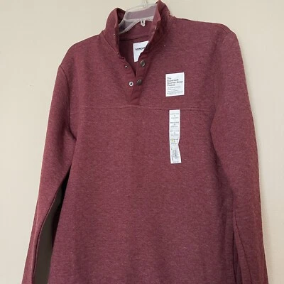 Camisa polar a presión granate súper suave Sonoma talla S con cremallera en cuarto de cuarto para hombre Foto 1 de 4