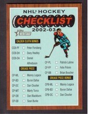 2002-03 TOPPS HERITAGE CHECKLIST UNMARKED # 6 !! E54B