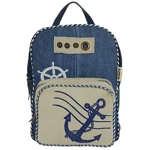 Damen Rucksack. Nachhaltige Daypack, Freizeitrücksack Maritim Motiv. Jeanstasche - Bild 1 von 15