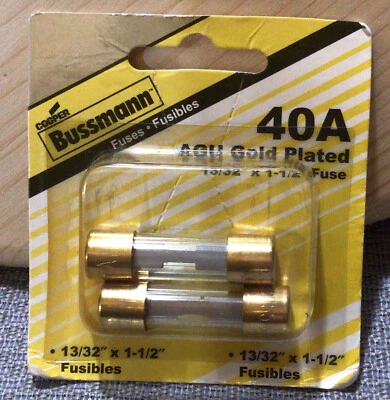 Fusible Bussmann 40A AGU chapado en oro 13/32” X 1 1/2” BP/AGU-40GP -RP 0051712178495 Foto 1 de 2