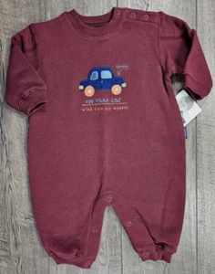 Baby Boy Clothes New Vintage Carter's 3-6 Month Sweatshirt Maroon Car Outfit - Picture 1 of 3