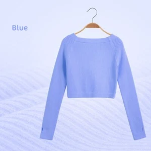 Sweater Soft Long Sleeve Knitwear Teen Elastic Ballet Flat Shoulder Sweater - Picture 1 of 32