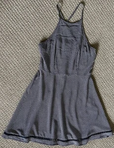 DEBBIE DABBIE BY ANGEL BIBA Dress Navy Geometric Shoestring Zip Ladies Size 8 - Picture 1 of 9