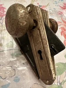 Antique Art Deco Mortise Lock Set, Knobs, Plates Skillman - Circa 1920s - Picture 1 of 8