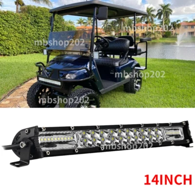 Dual Row 14" 15inch Bumper Led Light Bar Combo Fit Club Car EZGO Golf Cart work - Image 1 of 4