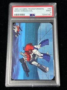 1985 Hasbro Transformers Card # 80 Good Versus Evil Optimus Prime PSA 9 LOW POP