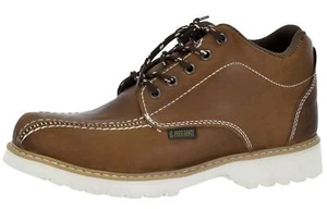 Mens Tan Leather Work Shoes Lace Up Soft Toe Anti Slip Sole Size 9.5-12 - Picture 1 of 5