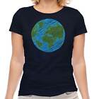 SCRIBBLED EARTH LADIES T-SHIRT TEE TOP GIFT PEACE PLANET
