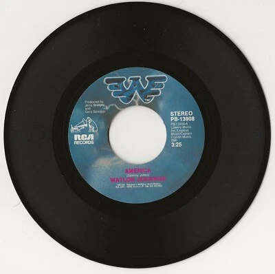 Waylon Jennings  AMERICA / PEOPLE UP IN TEXAS 7"  Vinyl 45 Record RCA - Image 1 of 2