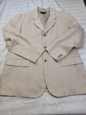 VTG J Crew Blazer Mens 42 R Tan Linen Sport Jacket Oarsman  90’s Single Breast  - Image 1 of 4