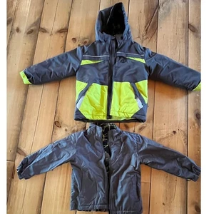 Athletech Boys 2-in-1Winter Jacket.Liner is reversible.Hooded.Grey/Green XS(4/5) - Picture 1 of 8
