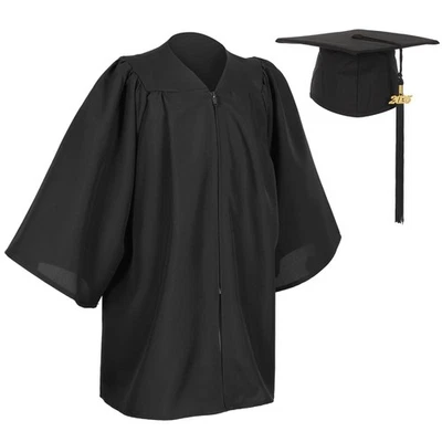 Conjunto de vestido mate de graduación de preescolar y jardín de infantes con borla con dije de año... Foto 1 de 4