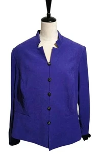 Dressbarn Woman Faux Suede Blazer Jacket SZ 18W Purple Button Up Notch Collar - Picture 1 of 13