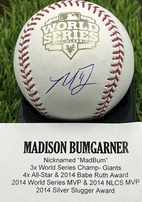 Madison Bumgarner Signed 2012 World Series Baseball Giants MLB Tristar Dual COA - Image 1 of 2