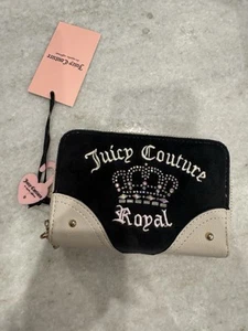 NWT Juicy Couture Kingdom Med. Double Zip Around Wallet - Liquorice Black Velour - Picture 1 of 11