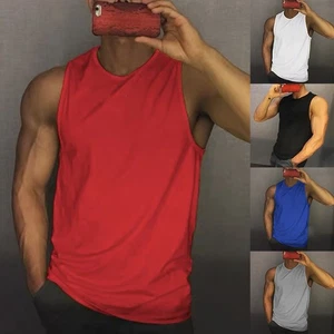 Mens T-Shirts Mens Tops Summer Tank Top Tee A-Sports Daily Gym Polyester - Picture 1 of 19