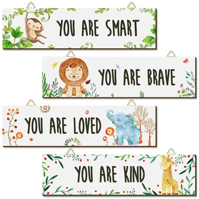 Arte de pared sin marco decoración de guardería para bebé 4 piezas decoración de dormitorio inspiración motivacional Foto 1 de 4