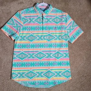 Chubbies Poloshirt Herren Large En Fuego Aztec Bunt Stretch Golf Southwestern - Bild 1 von 7