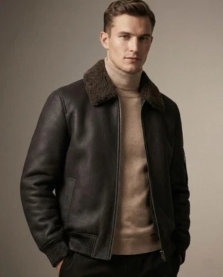 Burberry Prorsum Shearling Leather Aviator Bomber Jacket IT 48 - Image 1 of 4