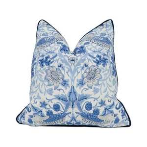 William Morris - Strawberry Thief - Woad - Cushion Cover Pillow Throw - Picture 1 of 2