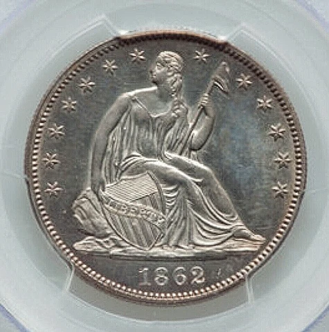 1862 Seated HALF DOLLAR *PCGS UNC* RARE Civil War Issue, R-7.5 *Fast Shipping!!! Cover