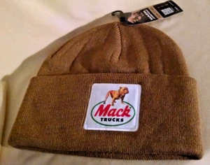 MACK TRUCK HAT KNIT SKULL CAT NEW NWT BROWN SQUARE PATCH LIC PROD ACRYLIC DOG. - Picture 1 of 7
