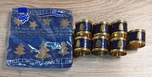 Vintage Brass/Ceramic Christmas Tree Napkin Holders X7 With Napkins - Picture 1 of 9