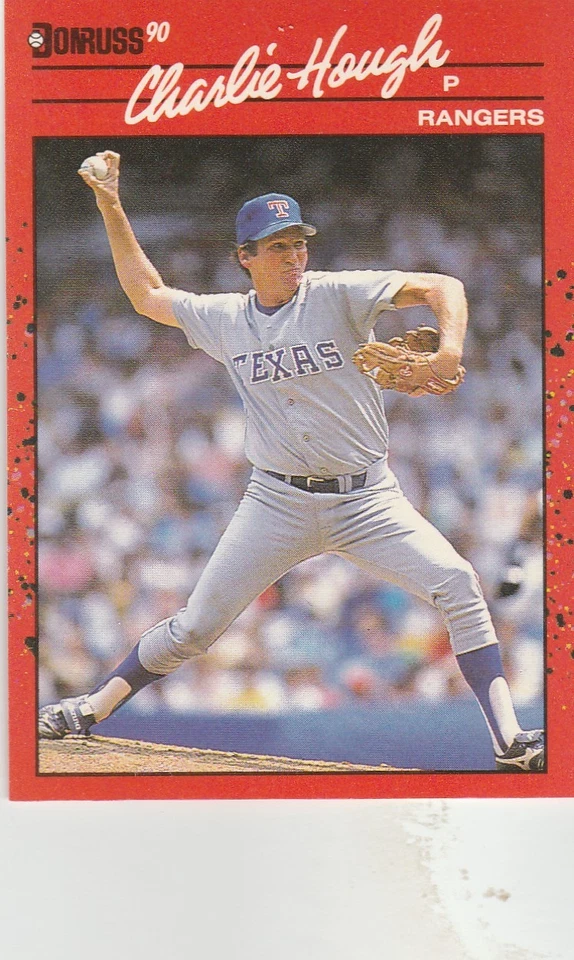 FREE SHIPPING-MINT-1990 Donruss Texas Rangers Baseball Card #411 Charlie Hough - Image 1 of 1
