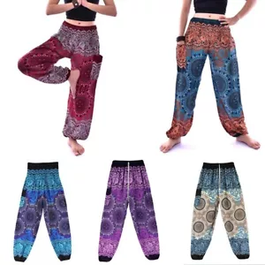 Women Men Yoga Thai Pants Baggy Harem Trousers Hippie Loose Gypsy Boho Beach - Picture 1 of 22