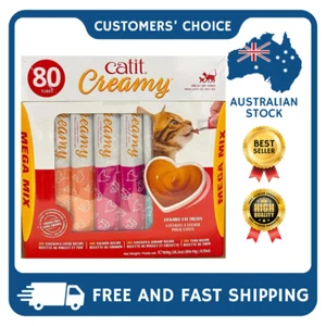 Catit Creamy Cat Lickable Pet Treat Snacks Tuna Chicken Shrimp & Salmon 80 x 10g - Picture 1 of 8