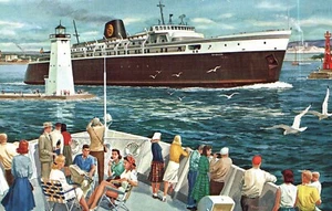 C & O s Cross Lake Chessie's Water-Borne Links Ship People Michigan Postcard - Picture 1 of 2