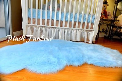 Baby Blue Cloud Rug Nursery Furry Rug 5' 00 - Image 1 of 3