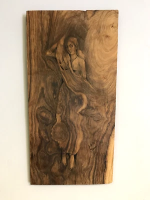 Arte colgante de pared MYSORE - madera con ilustración de mujer india firmada Foto 1 de 4